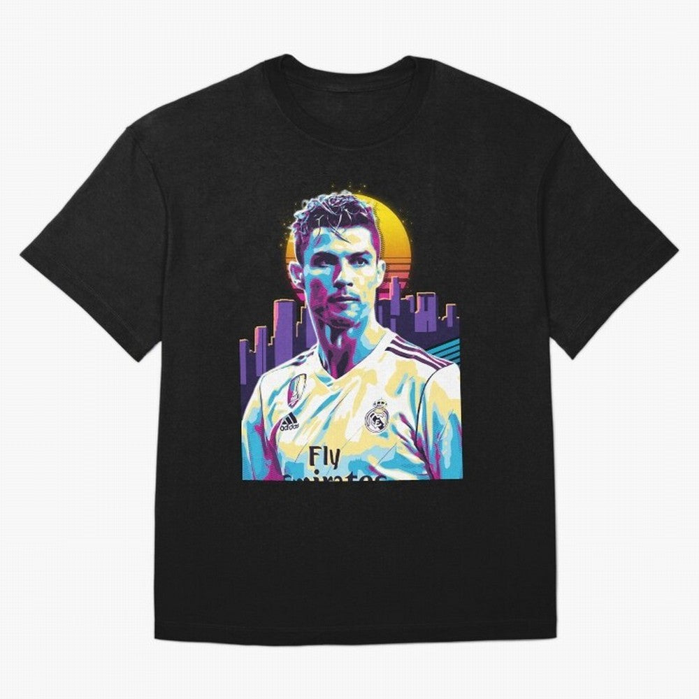 Christiano Ronaldo retro Oversized T-Shirt Carry the FIFA World Cup 2026 Group Stage Journey through Messi Highlights, Portugal, Spain and Germany Pride, Retro Football Energy, Iconic Rivalries, Trophy Chase Drama and Stadium Atmosphere; Created