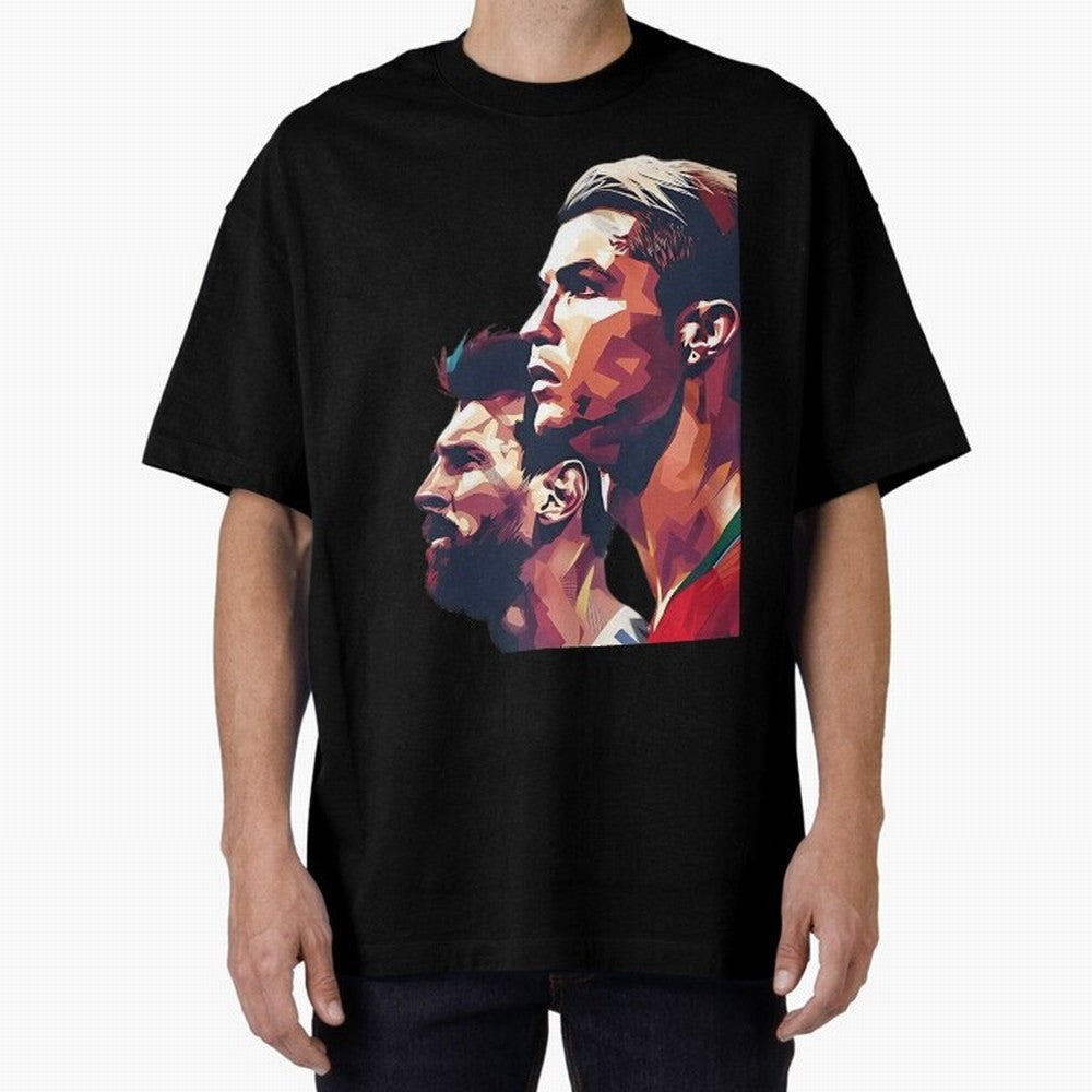 ronaldo and messi - Goat Oversized T-Shirt Celebrate Supporters United by Global Football Passion for FIFA World Cup 2026, with Haaland and Mbappe, England and Germany, Sports Nostalgia, International Competition, Famous Players and Unforgettable