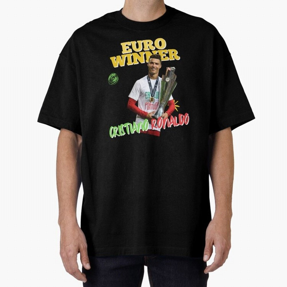 Cristiano Ronaldo Euro Winner Oversized T-Shirt Enjoy the Biggest Football Party of FIFA World Cup 2026 Connected to Messi and Cristiano Ronaldo, Spain and Netherlands Energy, Champion Mindset, Group Stage Buzz, Knockout Tension and Passionate Fan