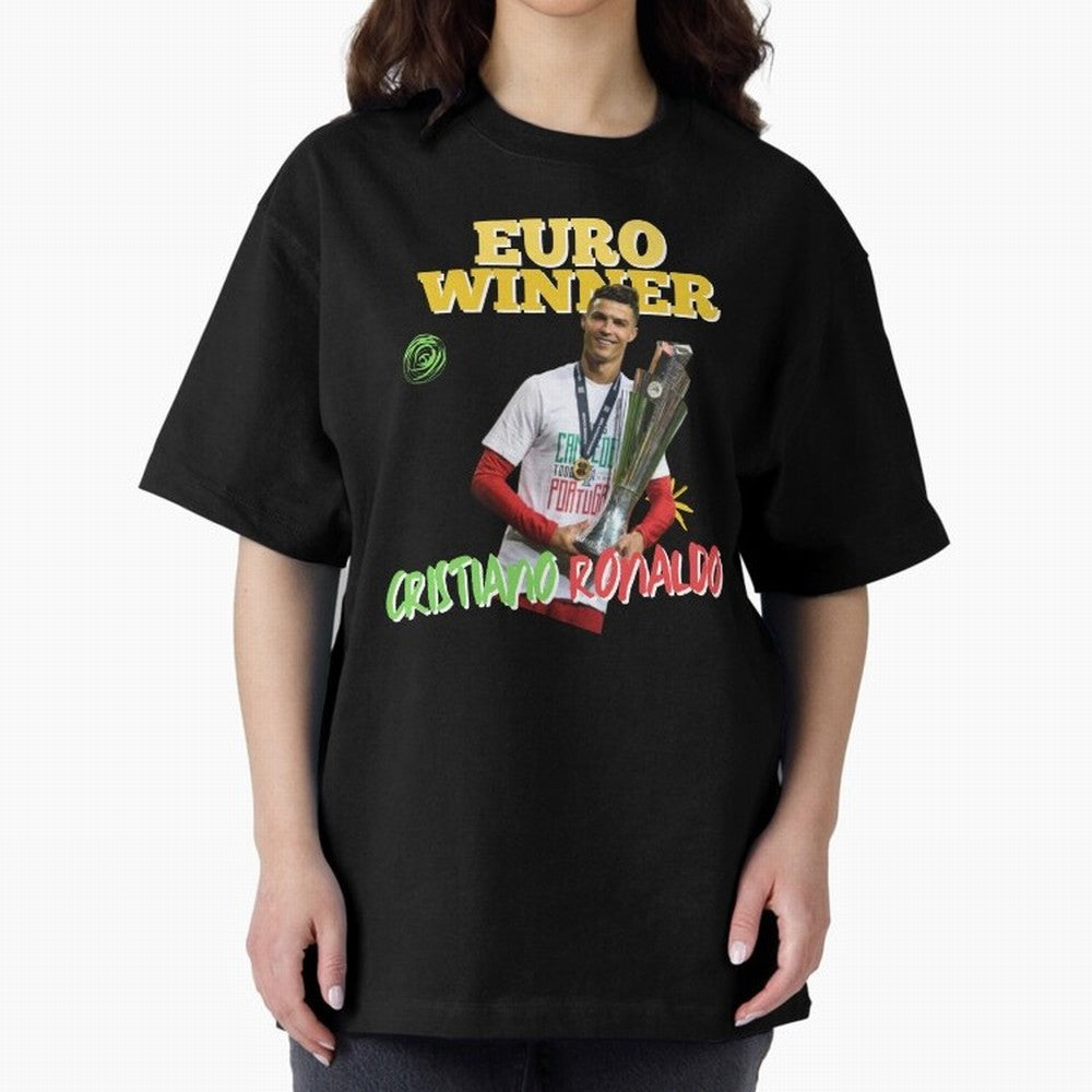 Cristiano Ronaldo Euro Winner Oversized T-Shirt Enjoy the Biggest Football Party of FIFA World Cup 2026 Connected to Messi and Cristiano Ronaldo, Spain and Netherlands Energy, Champion Mindset, Group Stage Buzz, Knockout Tension and Passionate Fan