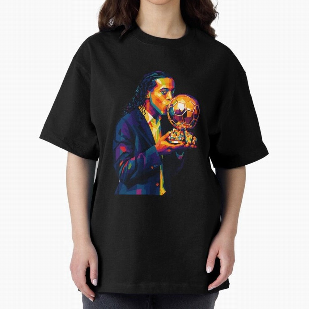 Ronaldinho Wpap Art Oversized T-Shirt Elevate FIFA World Cup 2026 Group Stage Celebrating Cristiano Ronaldo, Argentina and Brazil Energy, Supporter Pride, Iconic Celebrations, Legendary Names and Global Match Day Energy; Great for Watch Parties,