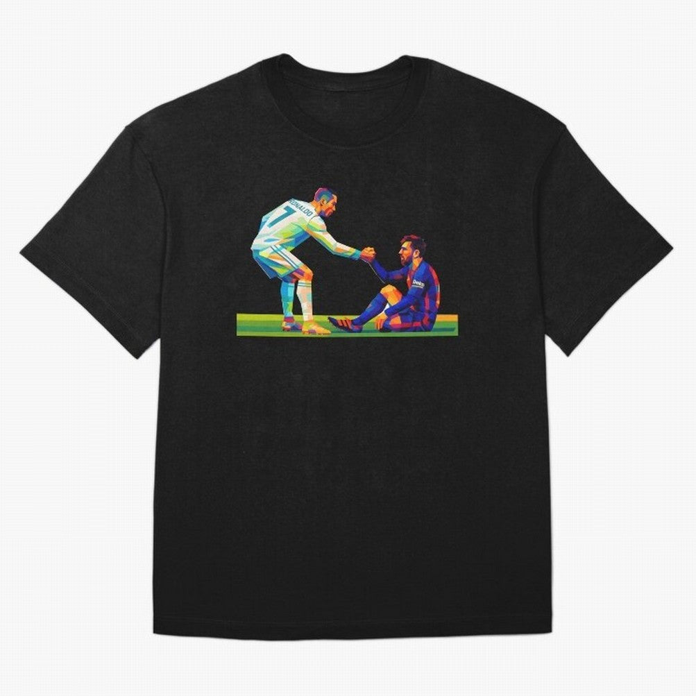 Cristiano Ronaldo & Messi Wpap Art Oversized T-Shirt Relive Match Day Hype around FIFA World Cup 2026 USA Canada Mexico, Mbappe and Neymar, Spain, Goal Celebration Energy, Supporter Heritage, Football Icons and Worldwide Tournament Joy; Created for