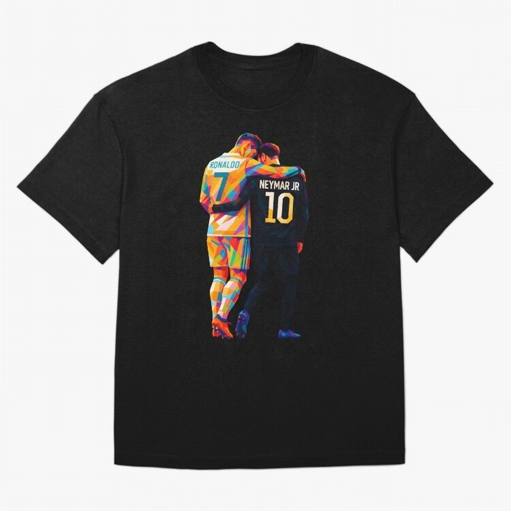 Cristiano Ronaldo & Neymar JR Wpap Art Oversized T-Shirt Celebrate Supporters United by Match Day Hype around FIFA World Cup 2026, Messi, Neymar and Mbappe, Spain and Netherlands, Retro Football Energy, Iconic Rivalries, Trophy Chase Drama and