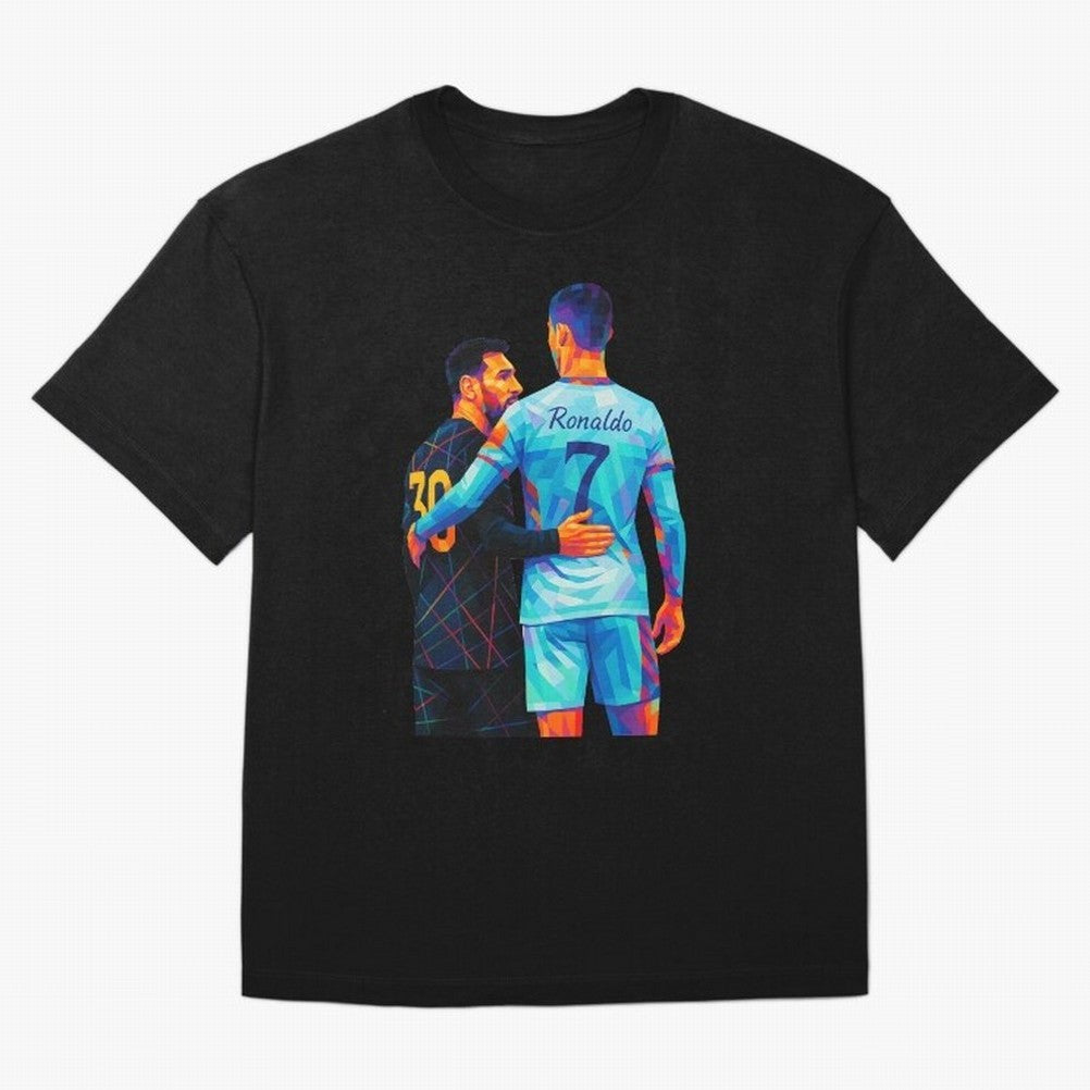 Cristiano Ronaldo & Messi Wpap Art Oversized T-Shirt Show Up for the Glory of Global Football Passion for FIFA World Cup 2026, Centered on CR7, Netherlands, Football Passion, Legendary Performances, Festival Vibes and Supporter Community; Perfect