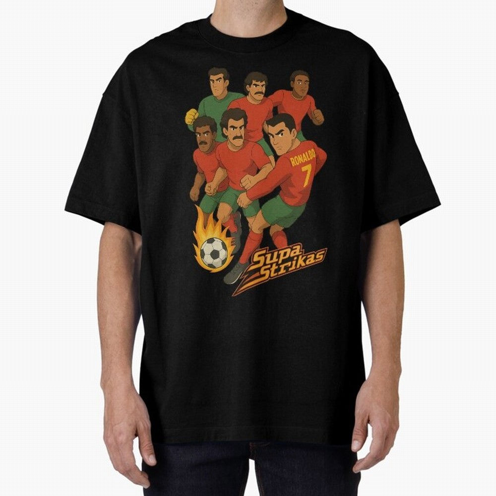 Supastrikas Portugal Team Version Oversized T-Shirt Bring Stadium Energy to FIFA World Cup 2026 Group Stage Spirit, Filled with Argentina, Neymar, Haaland and Cristiano Ronaldo, Sports Nostalgia, International Competition, Famous Players and