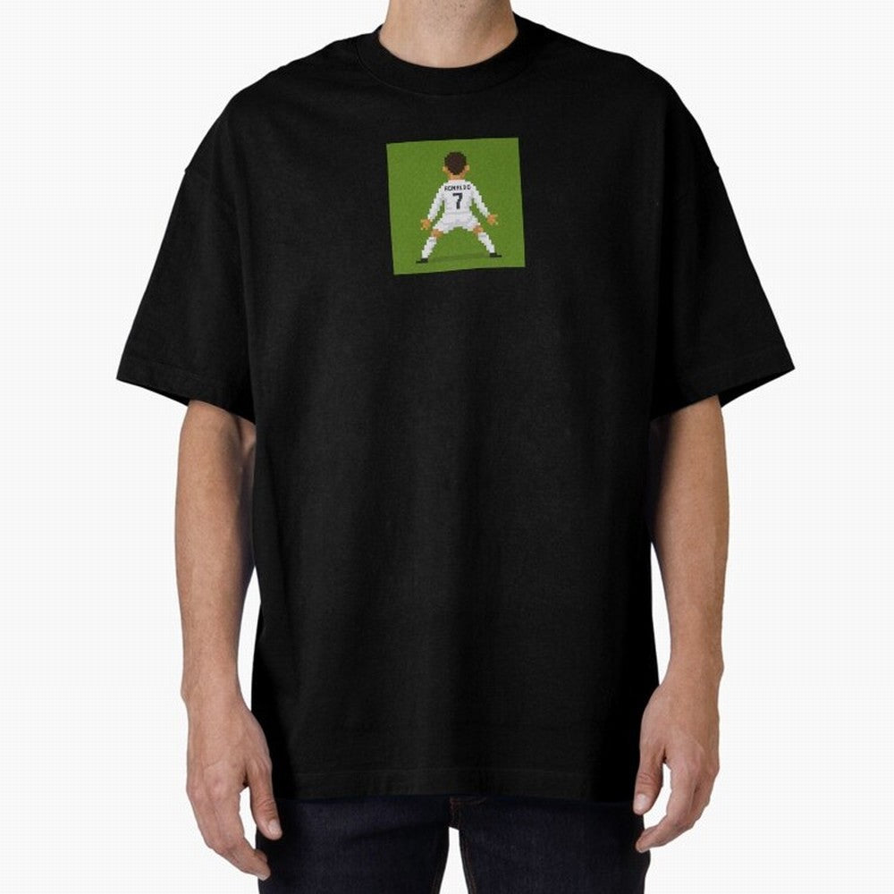 Cristiano Ronaldo Real Madrid Pixel Siuuu Art Oversized T-Shirt Relive FIFA World Cup 2026 Group Stage Spirit, Featuring Portugal, Spain and Germany, Neymar, Haaland and Cristiano Ronaldo, Football Festival Excitement, Trophy Ambitions, Country
