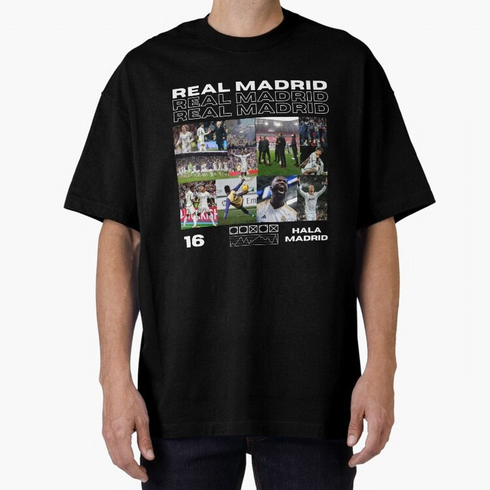 Real Madrid design Oversized T-Shirt Join Supporters Worldwide for the FIFA World Cup 2026 Journey through CR7 Highlights, England Pride, Stadium Chants, National Pride, Trophy Dreams and Unforgettable Football Memories; Made for Die Hard