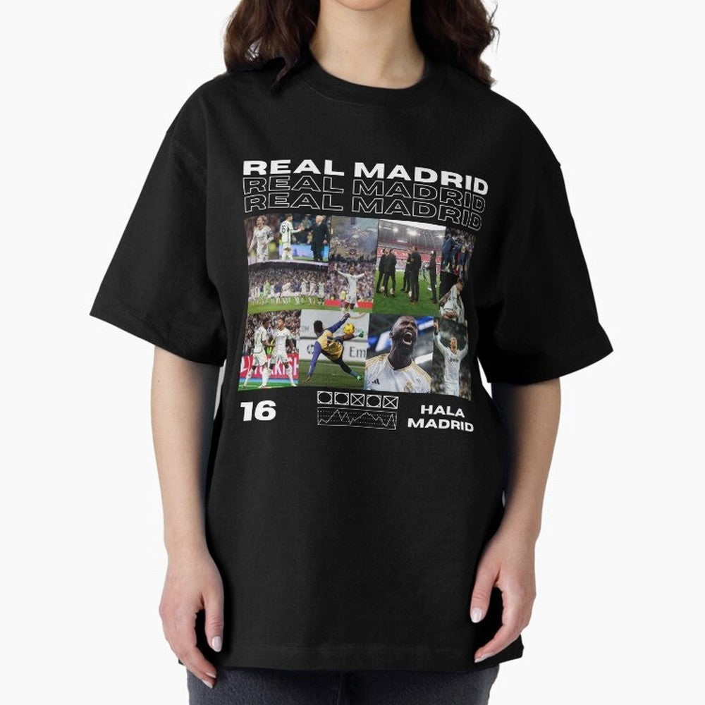 Real Madrid design Oversized T-Shirt Join Supporters Worldwide for the FIFA World Cup 2026 Journey through CR7 Highlights, England Pride, Stadium Chants, National Pride, Trophy Dreams and Unforgettable Football Memories; Made for Die Hard