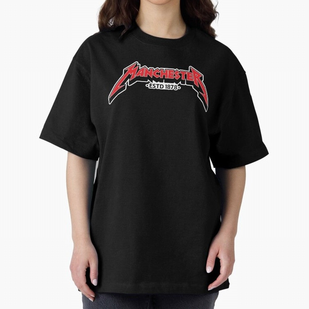 Manchester United Metal Font Oversized T-Shirt Create FIFA World Cup 2026 USA Canada Mexico Made for Mbappe, England and Germany Energy, Championship Spirit, Famous Goals, Roaring Crowds and International Football Unity; Made for Collectors Who