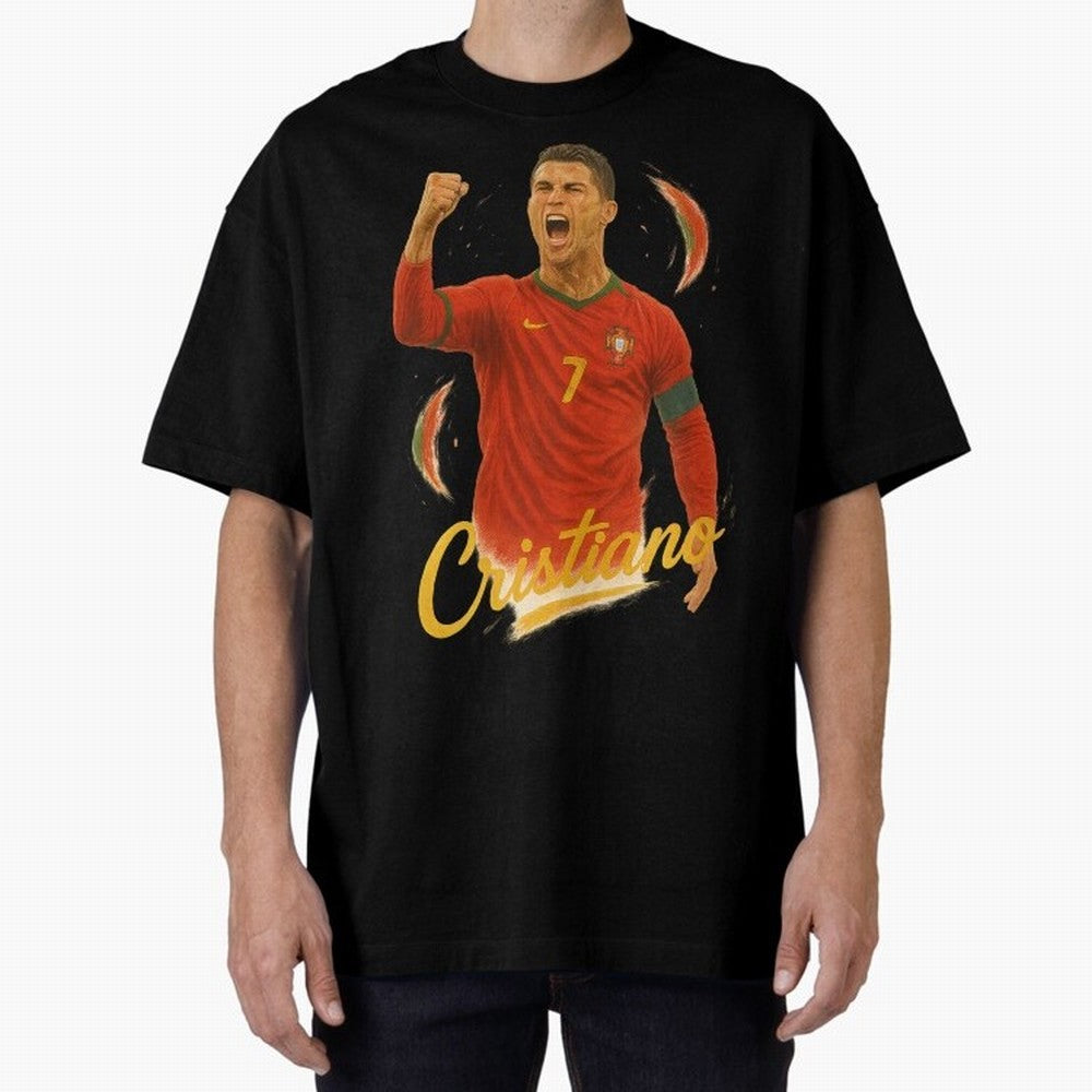 Cristiano Ronaldo Portugal Art ¨C Captain¡¯s Glory Football Tribute	 Oversized T-Shirt Bring Home FIFA World Cup 2026 Group Stage for Fans of Messi and Brazil, Bringing Game Day Rituals, Football Legends, Country Pride and the Road to the Final;