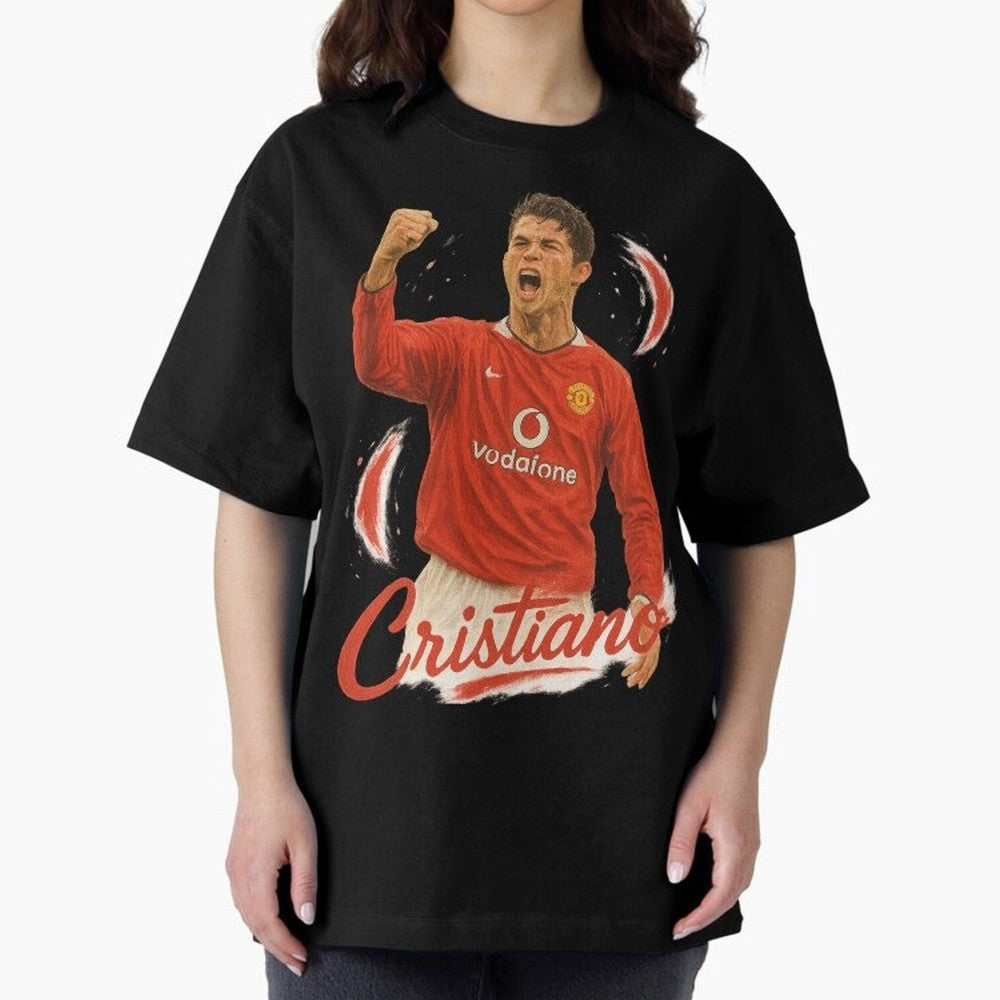 Young Cristiano Ronaldo Man United Art ¨C Rising Soccer Legend Tribute	 Oversized T-Shirt Live the Energy of FIFA World Cup 2026 Group Stage Built around Haaland and Mbappe, Spain Energy, Vintage Soccer Flavor, Modern Football Stars, National Flags