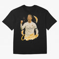 Cristiano Ronaldo Madrid Art - Iconic Soccer Legend Tribute Oversized T-Shirt Share FIFA World Cup 2026 Spirit, Capturing Portugal, Haaland and Mbappe, Goal Celebration Energy, Supporter Heritage, Football Icons and Worldwide Tournament Joy;