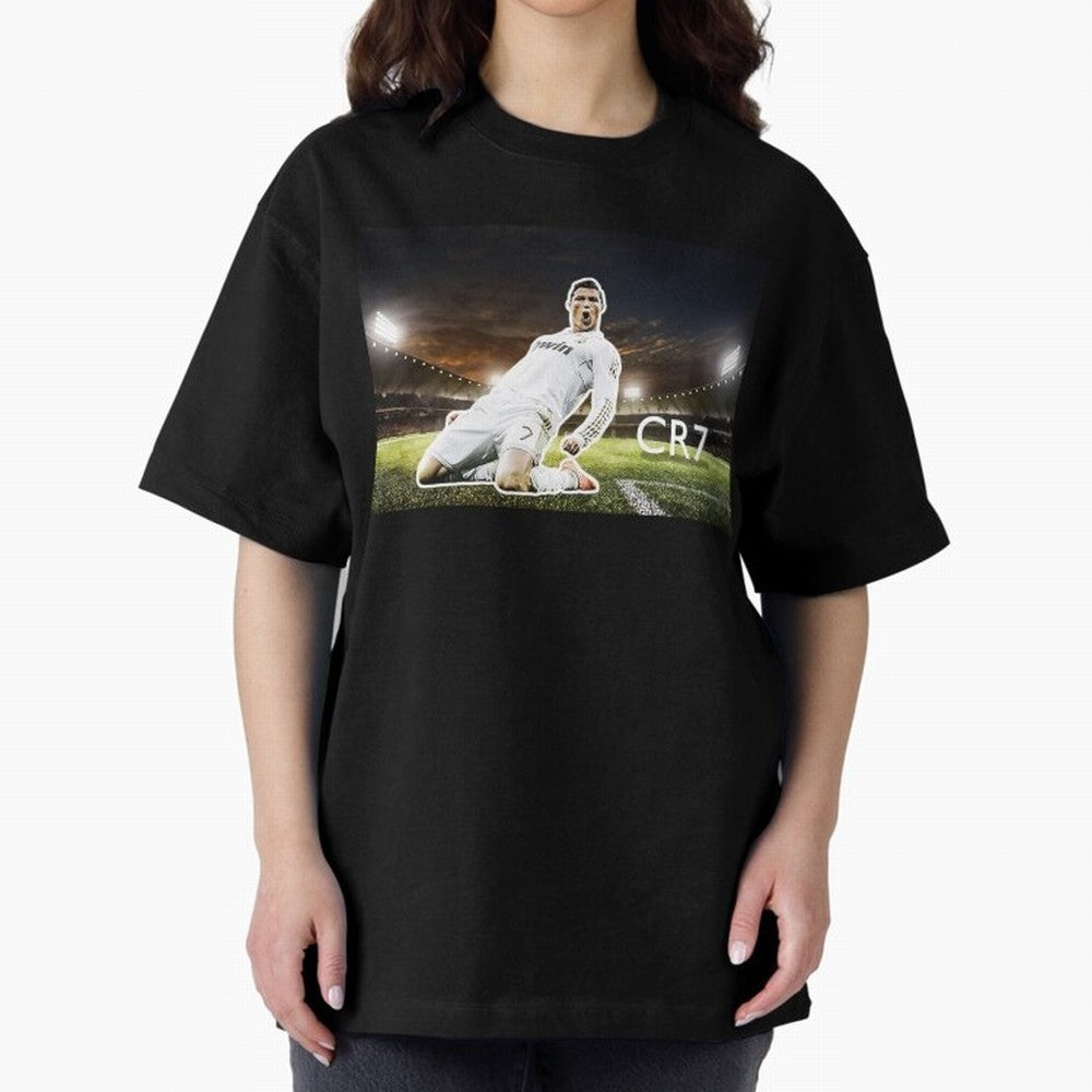Cristiano Ronaldo Celebration Scene Oversized T-Shirt Follow Every Goal of FIFA World Cup 2026 Group Stage Spirit, Driven by England, France and Netherlands, Haaland, Sports Nostalgia, International Competition, Famous Players and Unforgettable