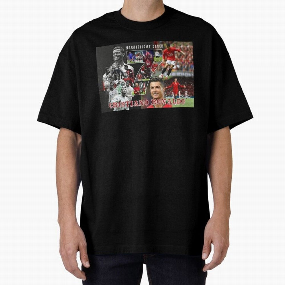 Cristiano Ronaldo - Magnificent 7 Poster Oversized T-Shirt Elevate Match Day Hype around FIFA World Cup 2026, Cristiano Ronaldo, Haaland and CR7, England, France and Netherlands, Stadium Chants, National Pride, Trophy Dreams and Unforgettable