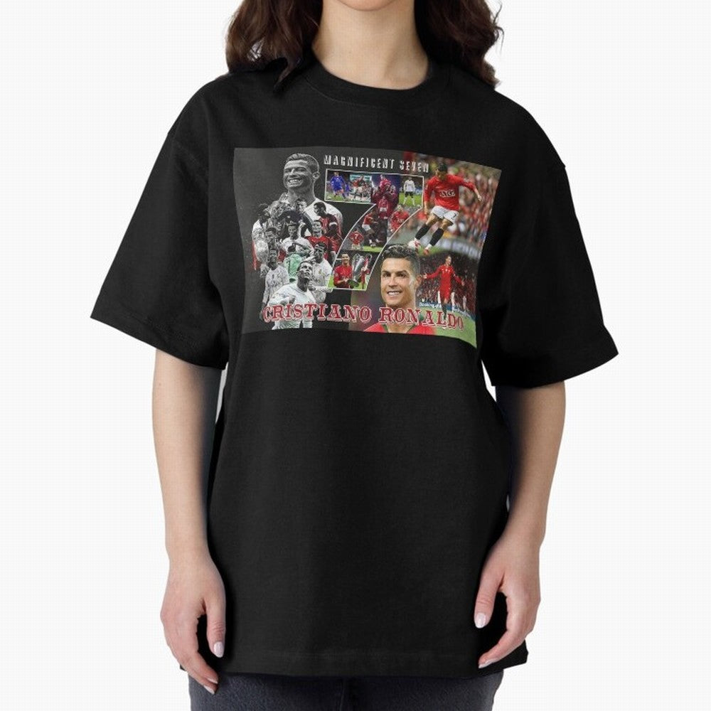 Cristiano Ronaldo - Magnificent 7 Poster Oversized T-Shirt Elevate Match Day Hype around FIFA World Cup 2026, Cristiano Ronaldo, Haaland and CR7, England, France and Netherlands, Stadium Chants, National Pride, Trophy Dreams and Unforgettable