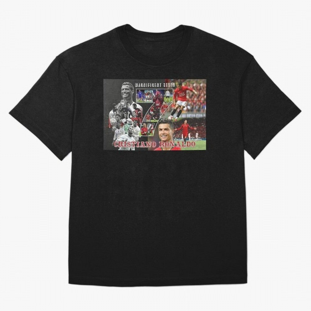 Cristiano Ronaldo - Magnificent 7 Poster Oversized T-Shirt Elevate Match Day Hype around FIFA World Cup 2026, Cristiano Ronaldo, Haaland and CR7, England, France and Netherlands, Stadium Chants, National Pride, Trophy Dreams and Unforgettable