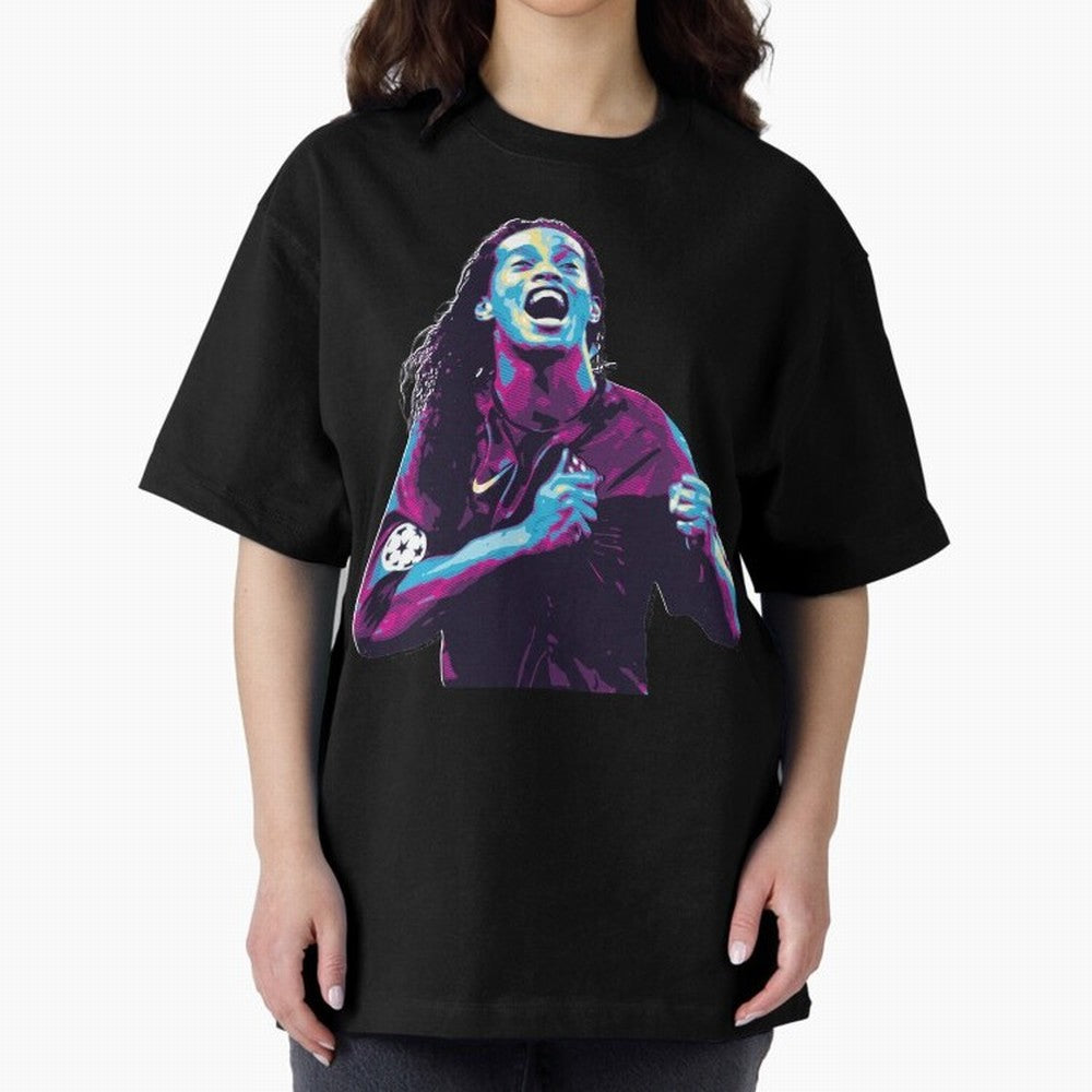 ronaldinho Oversized T-Shirt Elevate Match Day Hype around FIFA World Cup 2026 Group Stage, CR7 and Messi, Argentina, France and Brazil, Sports Nostalgia, International Competition, Famous Players and Unforgettable Victories; Perfect for People Who