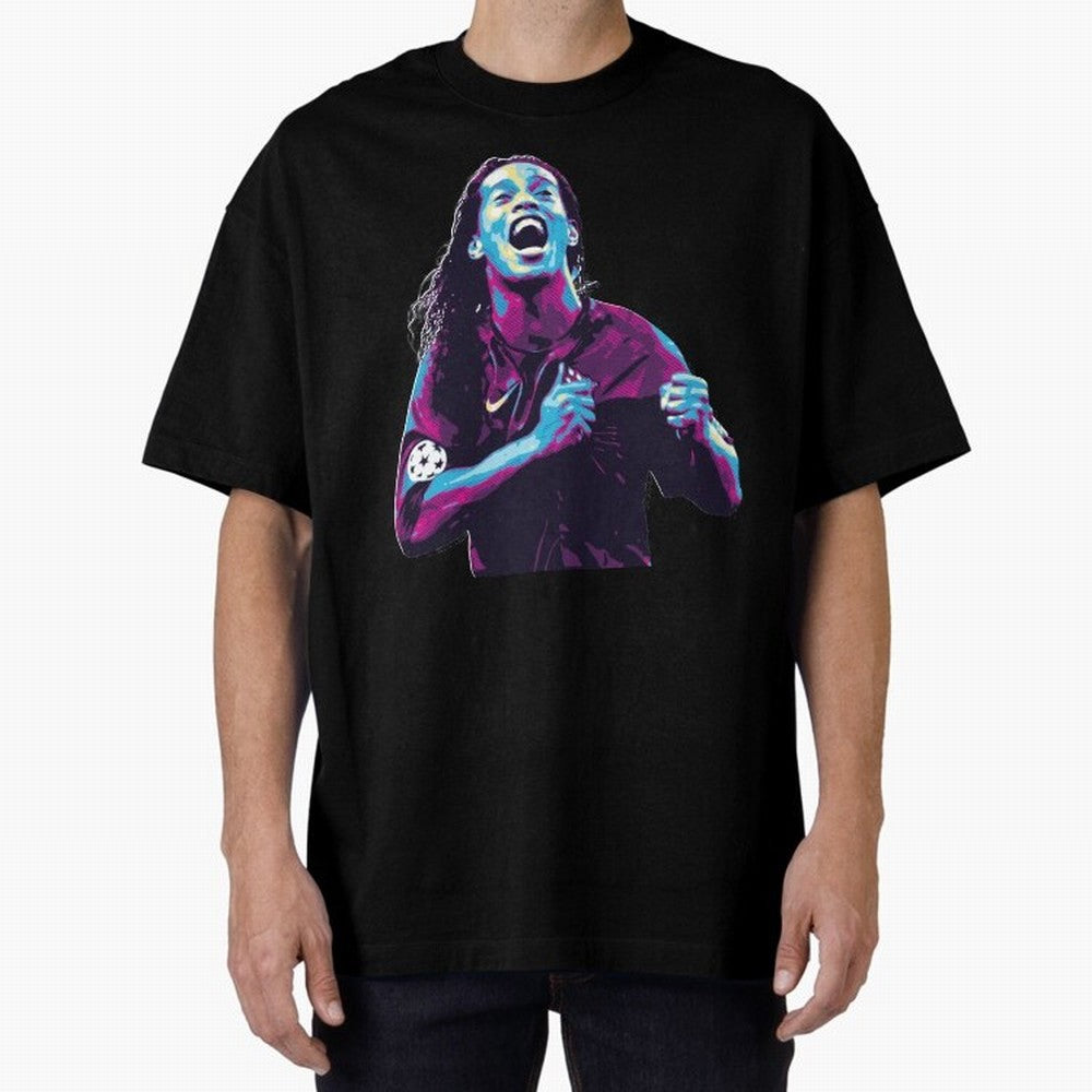ronaldinho Oversized T-Shirt Elevate Match Day Hype around FIFA World Cup 2026 Group Stage, CR7 and Messi, Argentina, France and Brazil, Sports Nostalgia, International Competition, Famous Players and Unforgettable Victories; Perfect for People Who