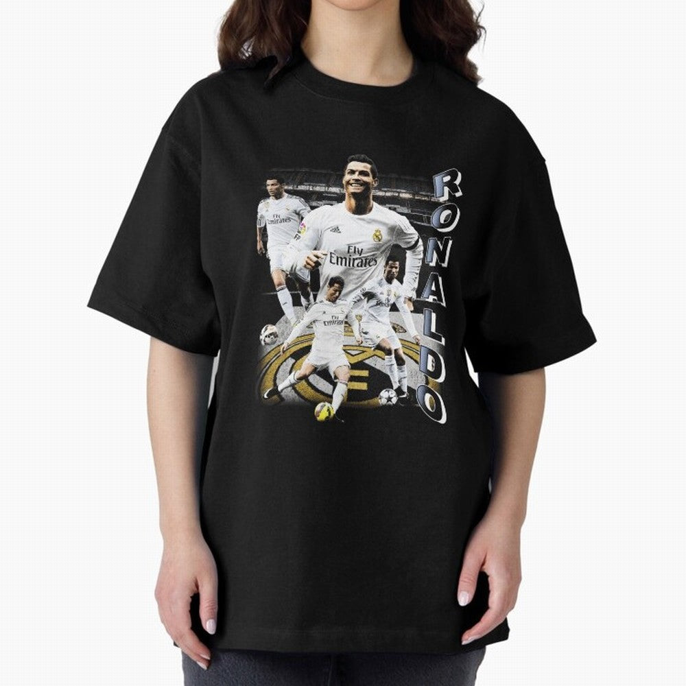 Cristiano Ronaldo Vintage Oversized T-Shirt Join the Global Buzz around FIFA World Cup 2026 for Fans of CR7 and Argentina, France and Brazil, Bringing Retro Football Energy, Iconic Rivalries, Trophy Chase Drama and Stadium Atmosphere; Great for