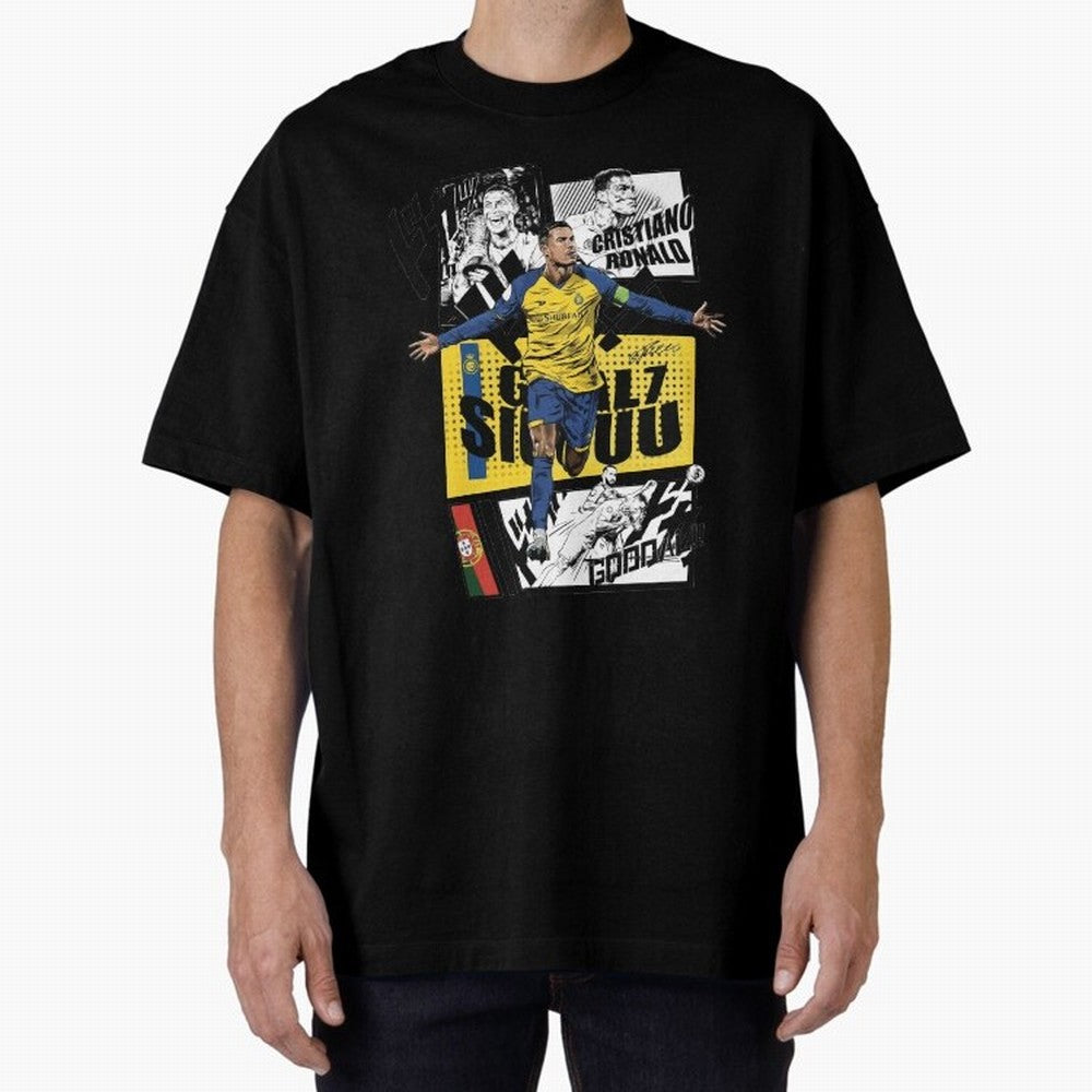 Cristiano Ronaldo CR7 Scorer Oversized T-Shirt Bring International Match Energy to Global Football Passion for FIFA World Cup 2026 USA Canada Mexico, Celebrating Messi and Cristiano Ronaldo, Argentina, France and Brazil, Vintage Soccer Flavor,