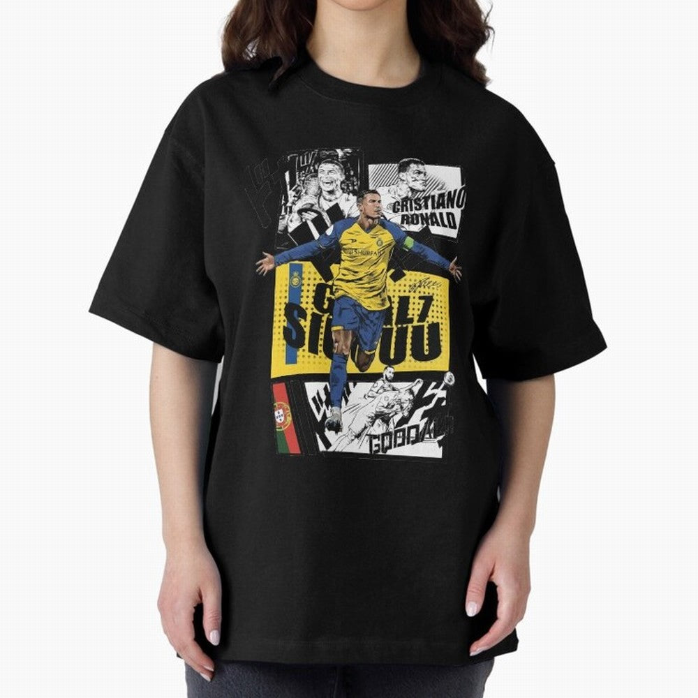 Cristiano Ronaldo CR7 Scorer Oversized T-Shirt Bring International Match Energy to Global Football Passion for FIFA World Cup 2026 USA Canada Mexico, Celebrating Messi and Cristiano Ronaldo, Argentina, France and Brazil, Vintage Soccer Flavor,