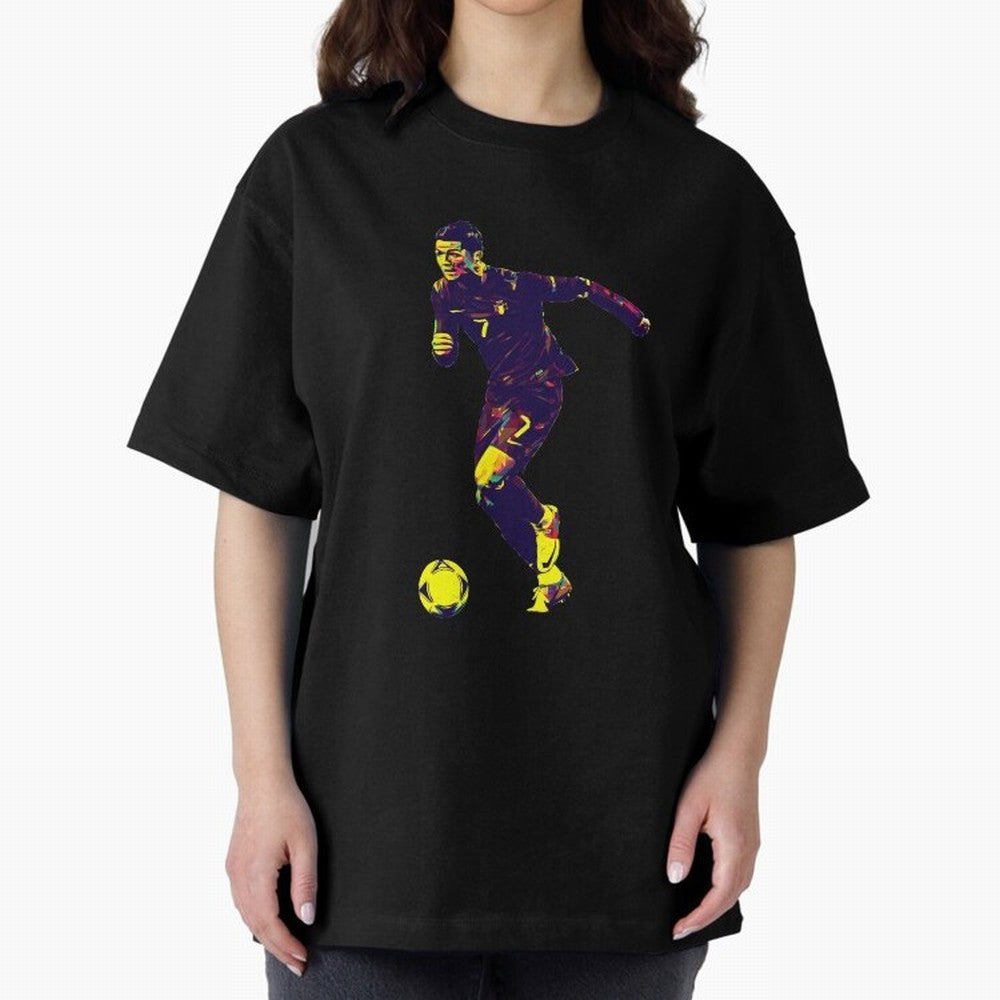 Cristiano Ronaldo Oversized T-Shirt Support the FIFA World Cup 2026 Journey through Haaland Highlights, Argentina, France and Brazil Pride, Championship Spirit, Famous Goals, Roaring Crowds and International Football Unity; Great for Watch Parties,