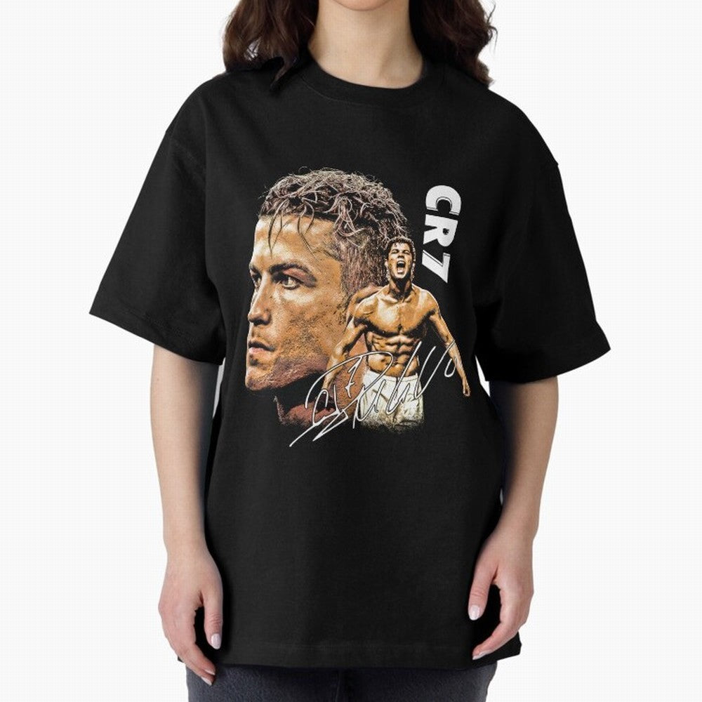 Cristiano Ronaldo Football Legend T-Shirt Oversized T-Shirt Celebrate Fan Culture around Global Football Passion for FIFA World Cup 2026 USA Canada Mexico, with Neymar, Brazil, Vintage Soccer Flavor, Modern Football Stars, National Flags and Final