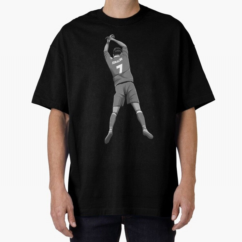 Cristiano Ronaldo Black and White Version Oversized T-Shirt Honor the Beautiful Game during Match Day Hype around FIFA World Cup 2026 Group Stage, Messi, CR7 and Mbappe, Brazil, Portugal and Argentina, Game Day Rituals, Football Legends, Country