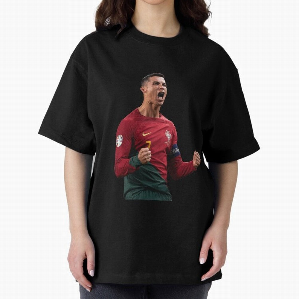 Cristiano Ronaldo T-Shirt Oversized T-Shirt Show Passion for the Stars of Global Football Passion for FIFA World Cup 2026, Built around CR7 and Messi, France, Football Passion, Legendary Performances, Festival Vibes and Supporter Community; Made