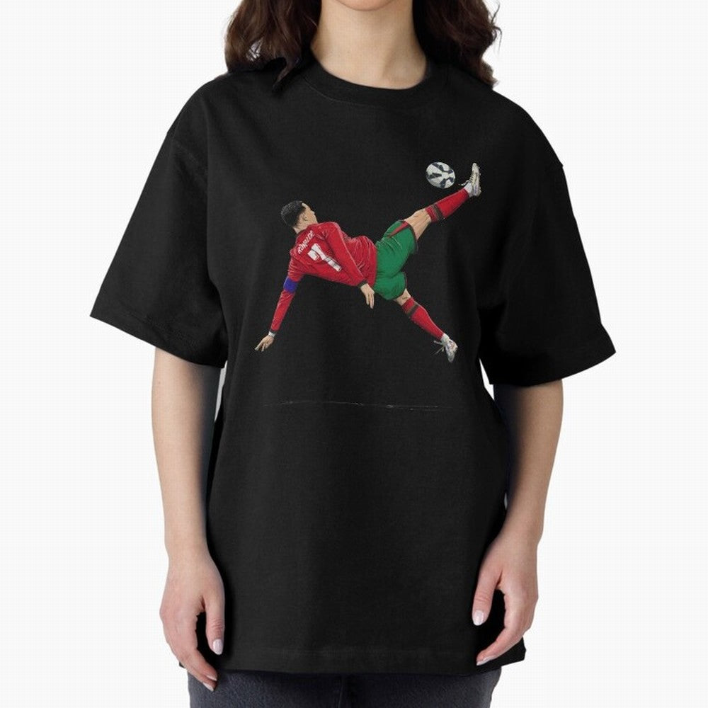 Ronaldo 910 Goal Bicycle Kick Oversized T-Shirt Honor Football Greatness during Global Football Passion for FIFA World Cup 2026, Highlighting Cristiano Ronaldo, Haaland and CR7, England, Champion Mindset, Group Stage Buzz, Knockout Tension and