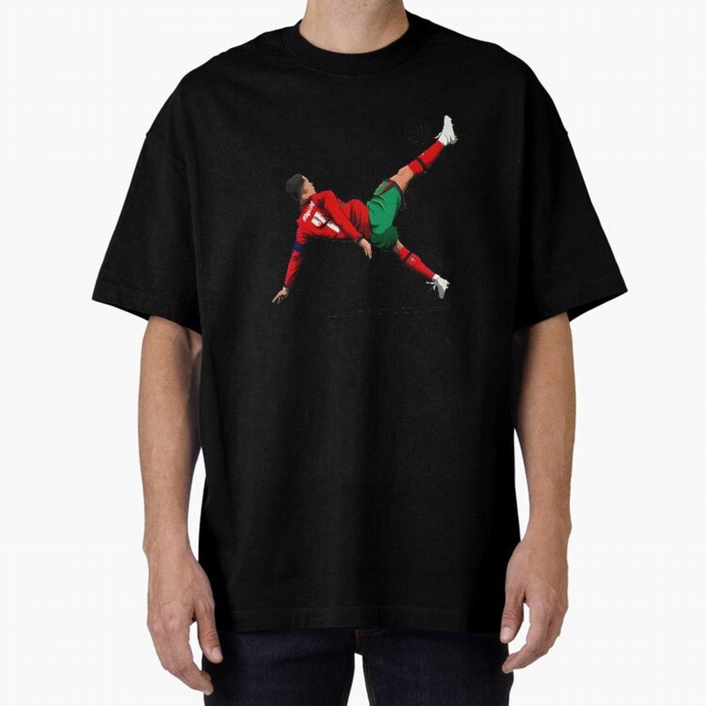 Cristiano Ronaldo 910th Goal Bicycle Kick Tribute Oversized T-Shirt Support Your Favorite Stars during FIFA World Cup 2026 Spirit, Centered on Portugal, Spain and Germany, Cristiano Ronaldo, Match Day Excitement, Supporter Culture, Golden Goals and