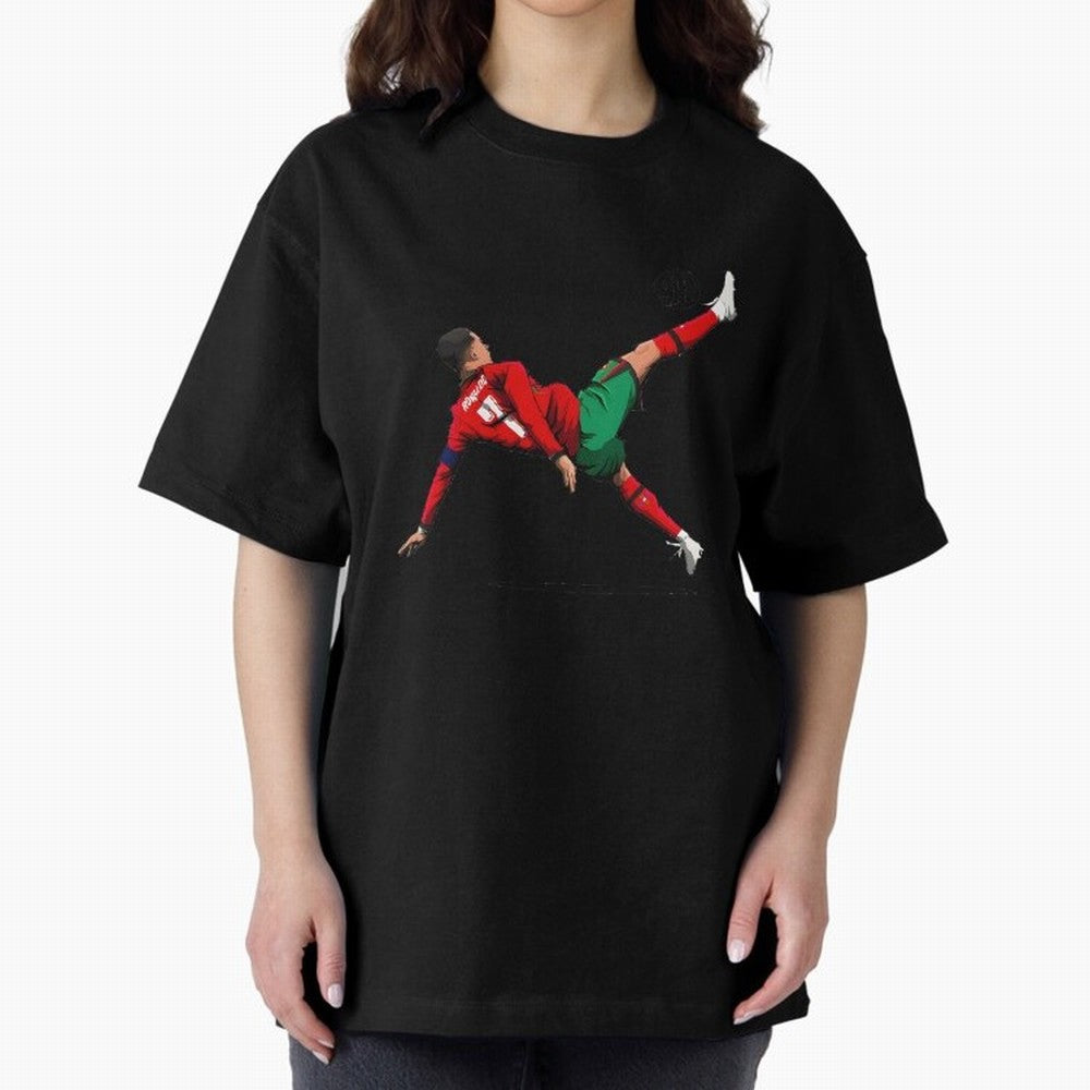 Cristiano Ronaldo 910th Goal Bicycle Kick Tribute Oversized T-Shirt Support Your Favorite Stars during FIFA World Cup 2026 Spirit, Centered on Portugal, Spain and Germany, Cristiano Ronaldo, Match Day Excitement, Supporter Culture, Golden Goals and