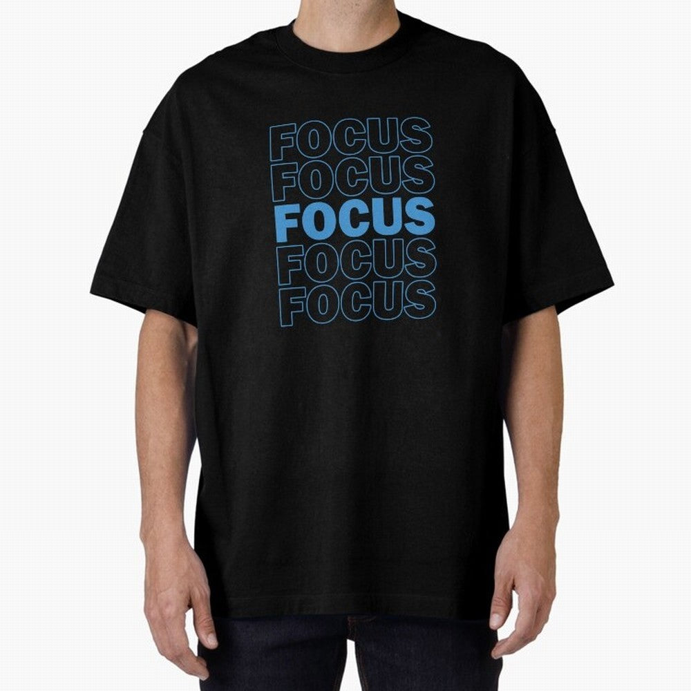 Focus Focus Focus (Blue) Oversized T-Shirt Make Memories around FIFA World Cup 2026 USA Canada Mexico Centered on Haaland and Mbappe, England Energy, Football Festival Excitement, Trophy Ambitions, Country Rivalries and Star Player Buzz; Perfect