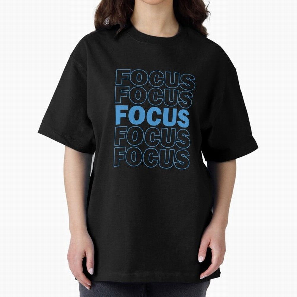Focus Focus Focus (Blue) Oversized T-Shirt Make Memories around FIFA World Cup 2026 USA Canada Mexico Centered on Haaland and Mbappe, England Energy, Football Festival Excitement, Trophy Ambitions, Country Rivalries and Star Player Buzz; Perfect
