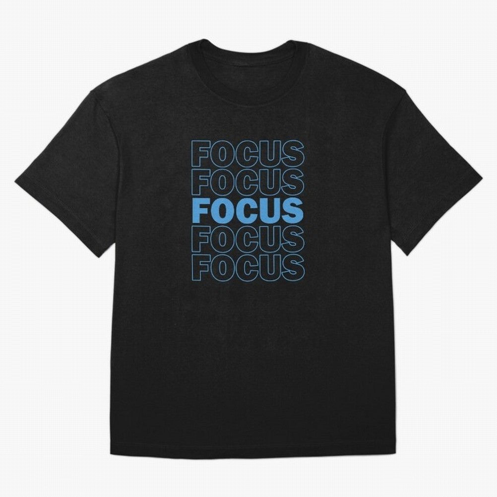Focus Focus Focus (Blue) Oversized T-Shirt Make Memories around FIFA World Cup 2026 USA Canada Mexico Centered on Haaland and Mbappe, England Energy, Football Festival Excitement, Trophy Ambitions, Country Rivalries and Star Player Buzz; Perfect
