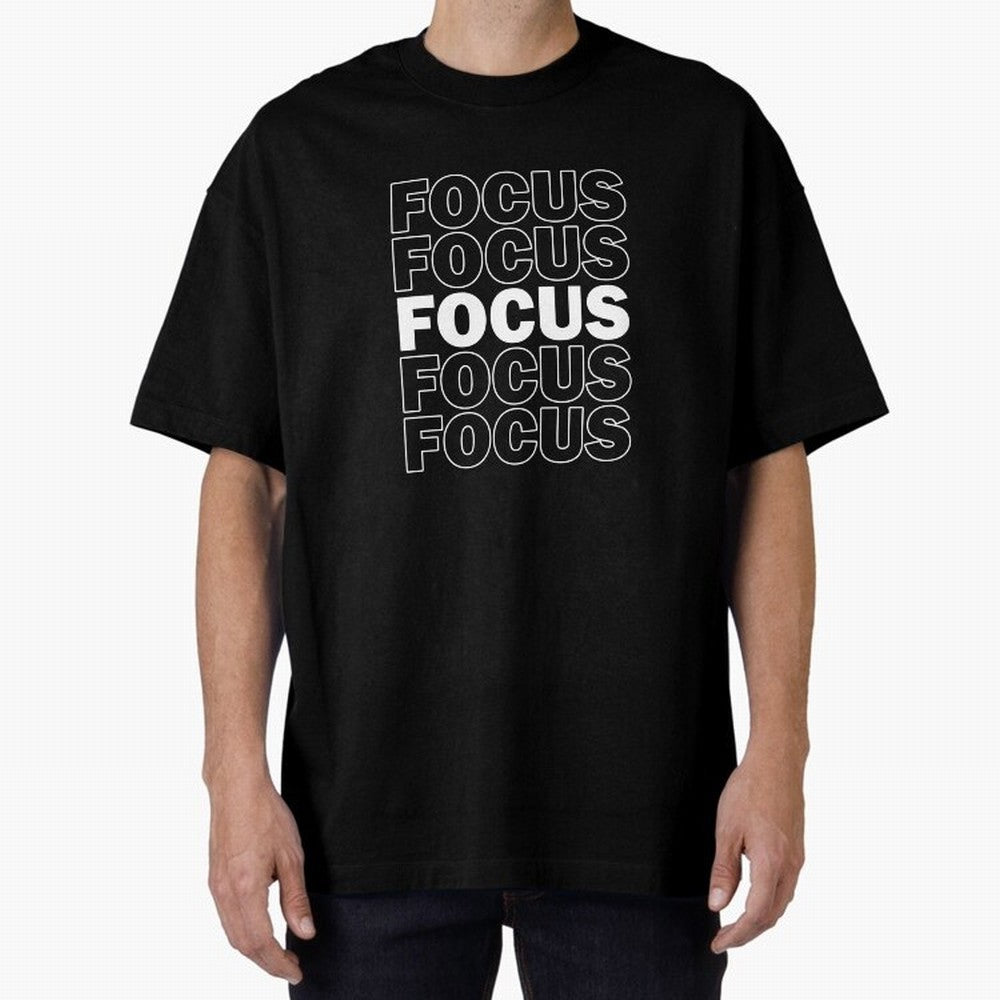 Focus Focus Focus (White Design) Oversized T-Shirt Feel the Roar of Match Day Hype around FIFA World Cup 2026, Messi, Neymar and Mbappe, England, France and Netherlands, Fan Favorite Moments, National Team Passion, Big Match Drama and Soccer