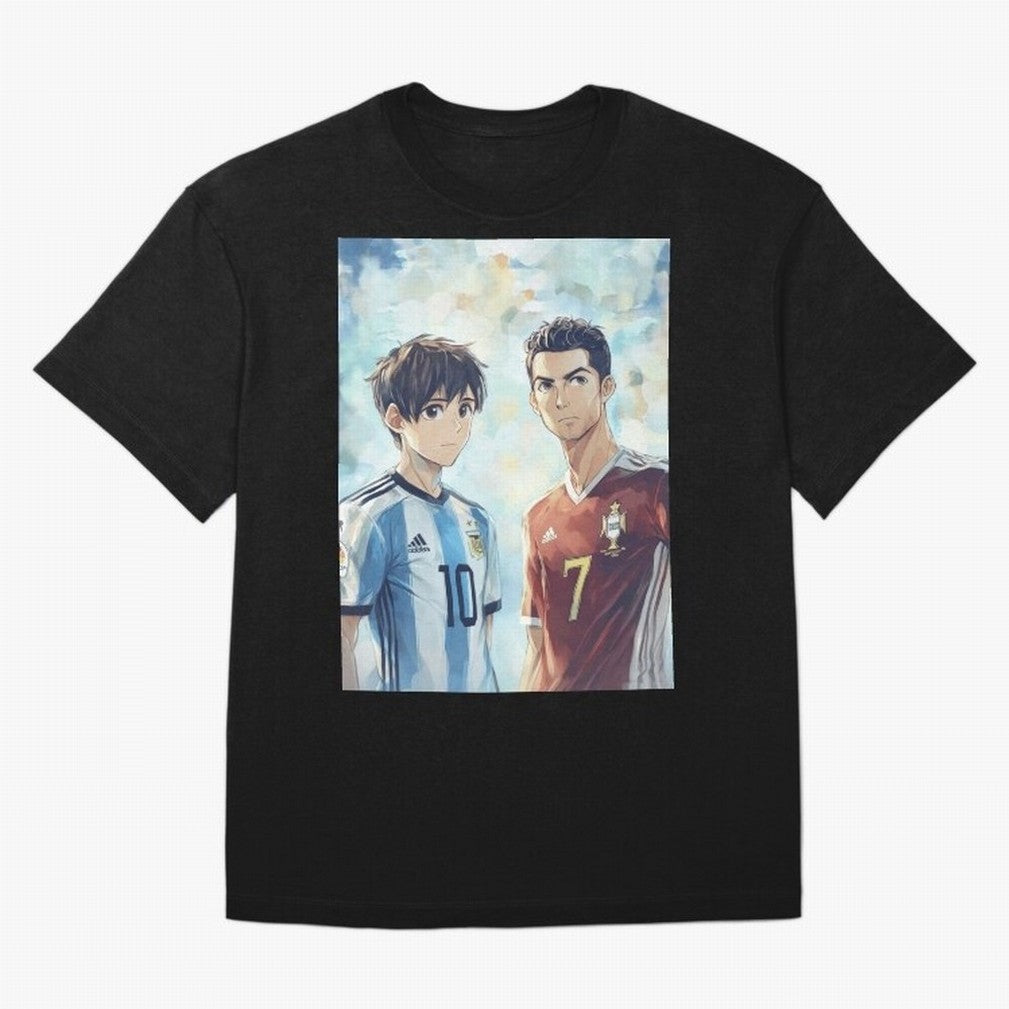 Lionel Messi and Cristiano Ronaldo Oversized T-Shirt Stand with Match Day Hype around FIFA World Cup 2026, Messi, Portugal, Spain and Germany, Stadium Memories, Football Loyalty, International Chants and Championship Tradition; Created for Match