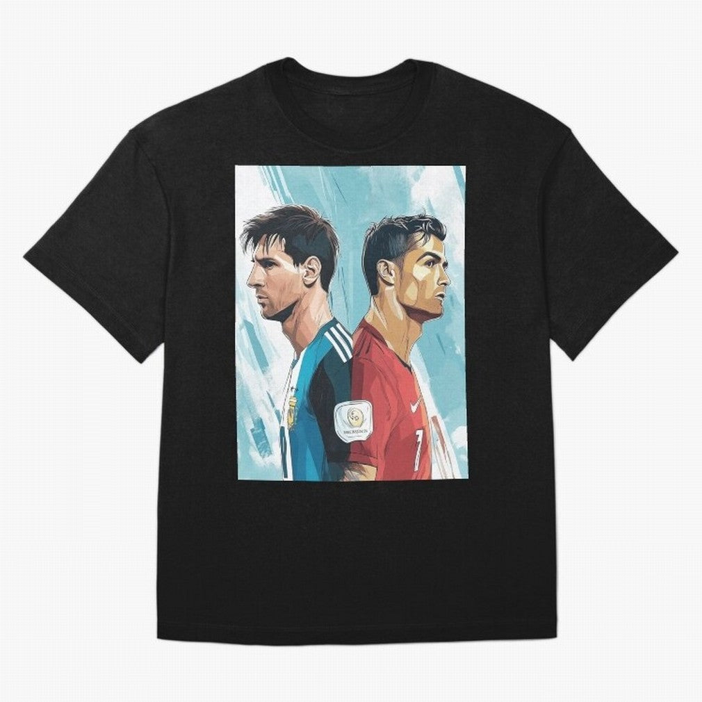 Lionel Messi and Cristiano Ronaldo Oversized T-Shirt Celebrate the Biggest Stage of Match Day Hype around FIFA World Cup 2026 USA Canada Mexico, CR7 and Messi, Argentina, France and Brazil, Worldwide Fan Energy, Dramatic Goals, Stadium Lights and