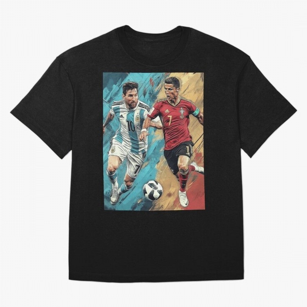 Lionel Messi and Cristiano Ronaldo Oversized T-Shirt Bring a Champion Mindset to Global Football Passion for FIFA World Cup 2026, Built around Cristiano Ronaldo, Argentina, France and Brazil, Worldwide Fan Energy, Dramatic Goals, Stadium Lights and