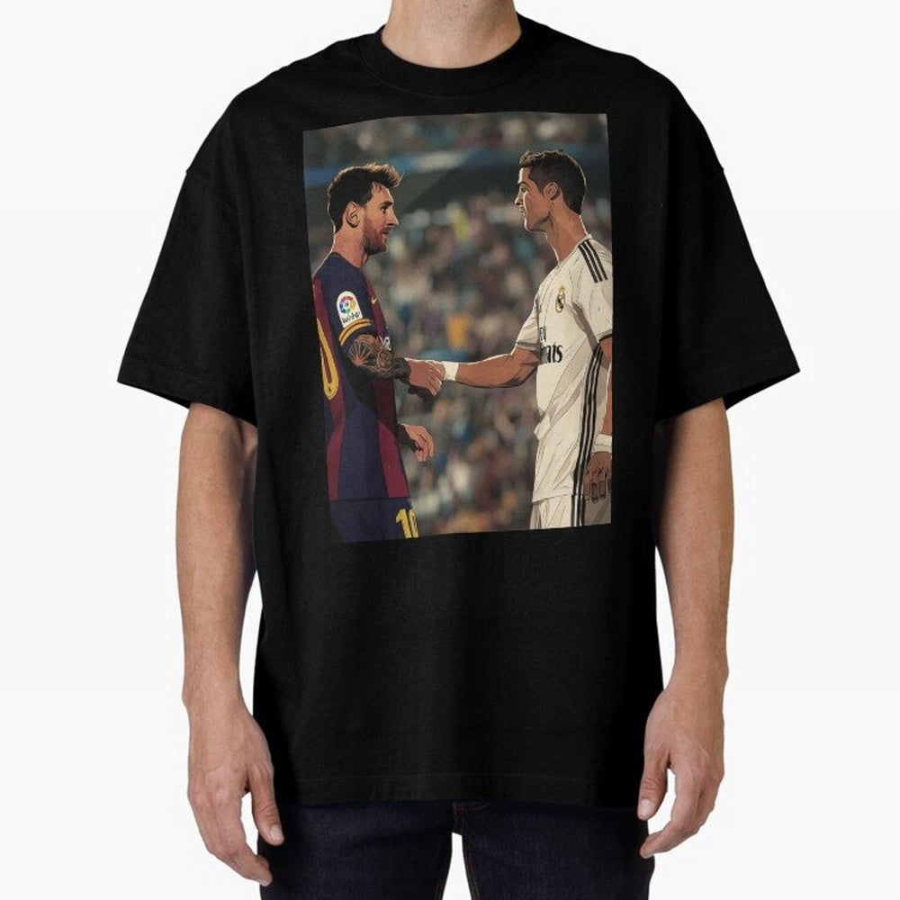 Lionel Messi and Cristiano Ronaldo Oversized T-Shirt Relive Legendary Nights from FIFA World Cup 2026 for Fans of Mbappe and England and Germany, Bringing Soccer Culture, Superstar Moments, National Team Dreams and Competitive Fire; Created for