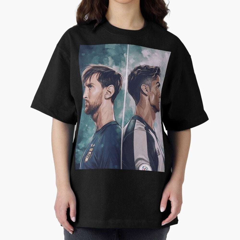Lionel Messi and Cristiano Ronaldo Oversized T-Shirt Bring Bold Fan Energy to Match Day Hype around FIFA World Cup 2026 USA Canada Mexico, CR7 and Messi, England and Germany, Champion Mindset, Group Stage Buzz, Knockout Tension and Passionate Fan