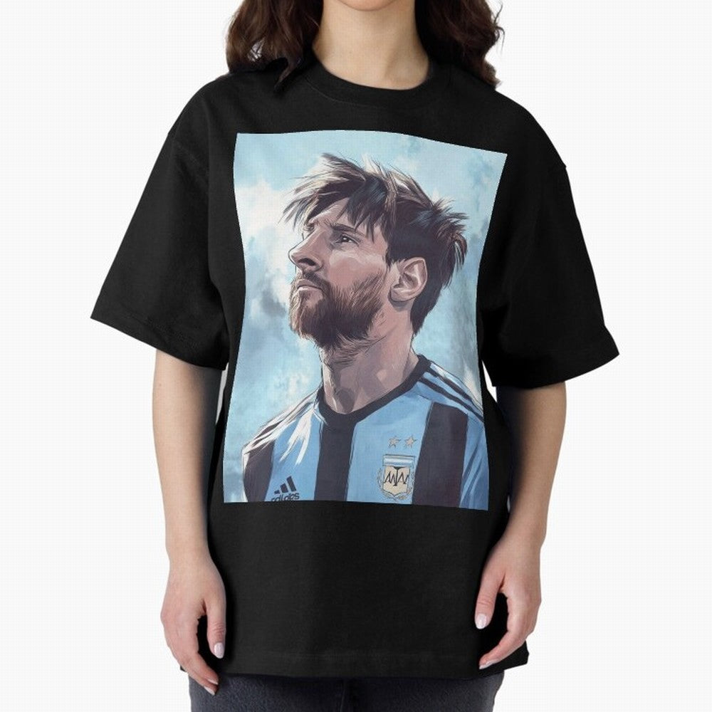 Lionel Messi Oversized T-Shirt Create FIFA World Cup 2026 Capturing Haaland and Mbappe, Argentina, France and Brazil Energy, Worldwide Fan Energy, Dramatic Goals, Stadium Lights and Championship Celebrations; Perfect for Fans, Collectors, Family