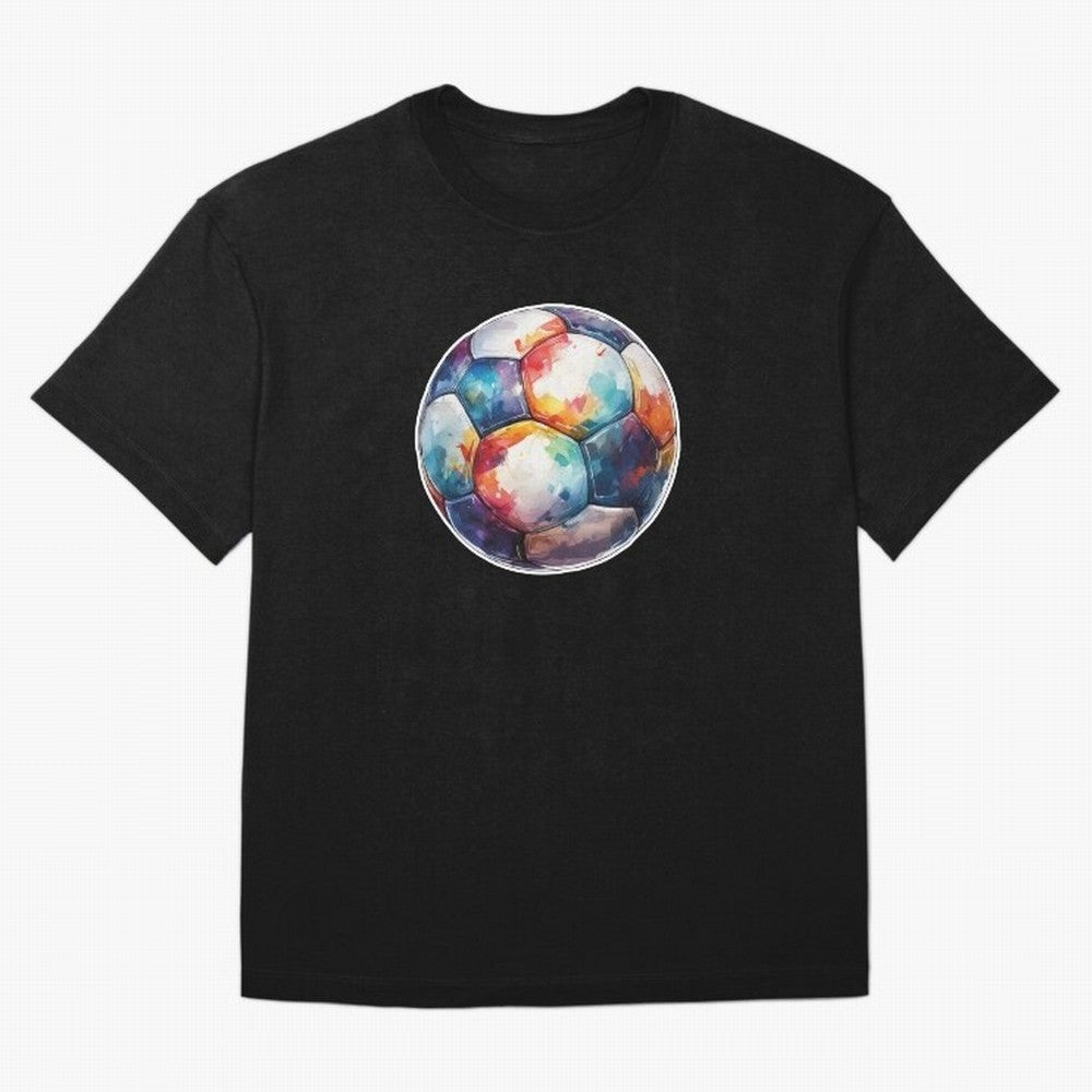 Football Soccer Ball Watercolor Illustration Drawing (Gray Blue BG) Oversized T-Shirt Live for the Drama of Match Day Hype around FIFA World Cup 2026 USA Canada Mexico, Neymar, Haaland and Cristiano Ronaldo, Germany, Football History, Final Match