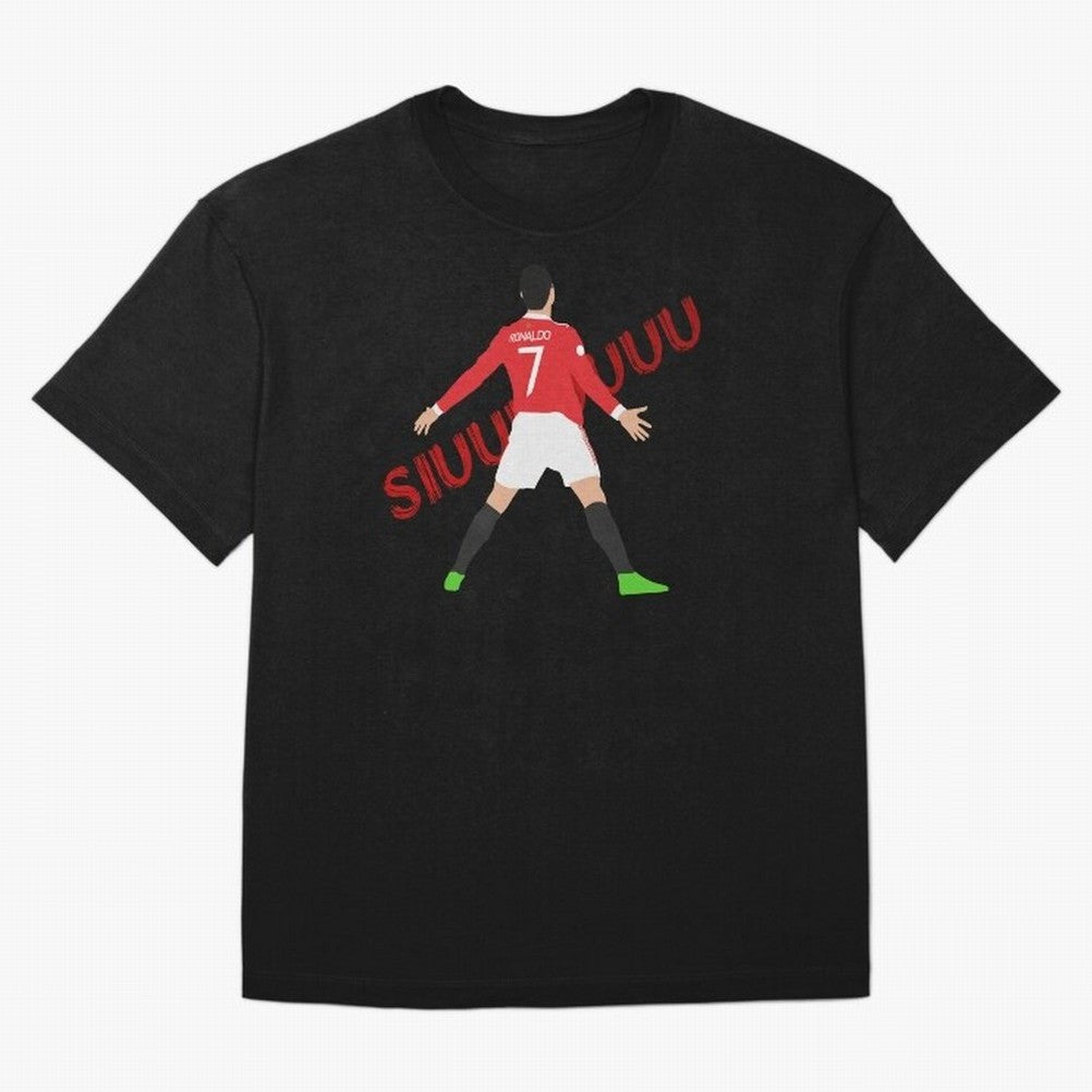 Cristano Ronaldo Celebration Block Art SIUUUU with text Oversized T-Shirt Feel the Heartbeat of FIFA World Cup 2026 USA Canada Mexico Featuring Messi, CR7 and Mbappe, Brazil, Portugal and Argentina Energy, Vintage Soccer Flavor, Modern Football