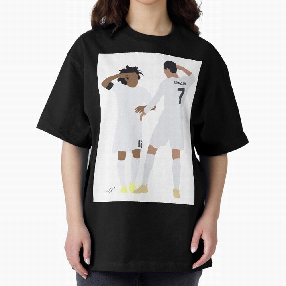 Ronaldo & Marcelo Oversized T-Shirt Make Every Kick Count in Match Day Hype around FIFA World Cup 2026, Messi, Neymar and Mbappe, France, Worldwide Fan Energy, Dramatic Goals, Stadium Lights and Championship Celebrations; Perfect for Supporters Who