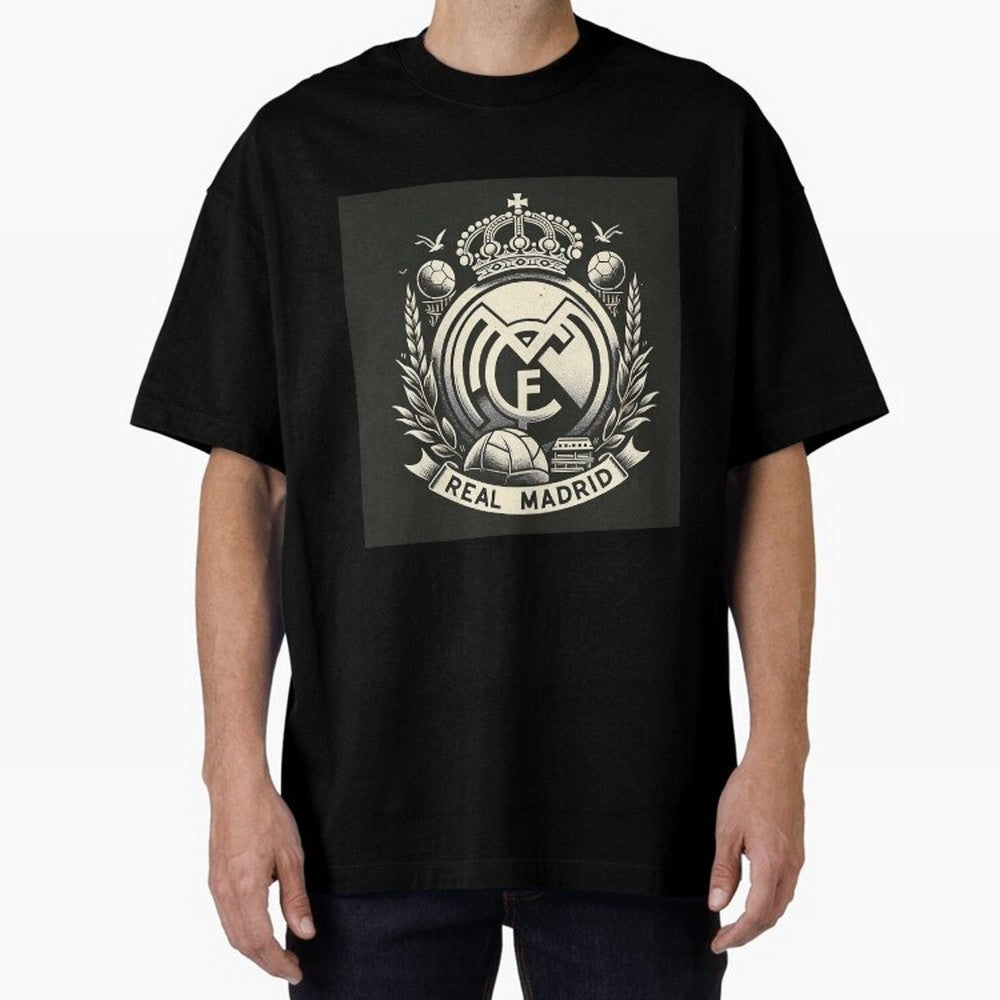 VIntage Style Real Madrid Logo Oversized T-Shirt Celebrate the Stars of the FIFA World Cup 2026 Group Stage Journey through Messi, Neymar and Mbappe Highlights, Brazil, Portugal and Argentina Pride, Goal Celebration Energy, Supporter Heritage,