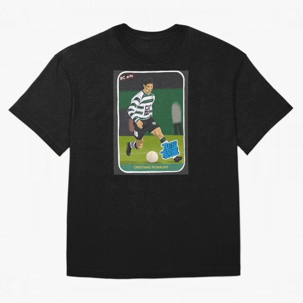 Sporting Lisbon Cristiano Ronaldo Rookie Card Artwork Oversized T-Shirt Capture FIFA World Cup 2026 Spirit, Made for France and Portugal, Messi and Cristiano Ronaldo, Match Day Excitement, Supporter Culture, Golden Goals and Global Football
