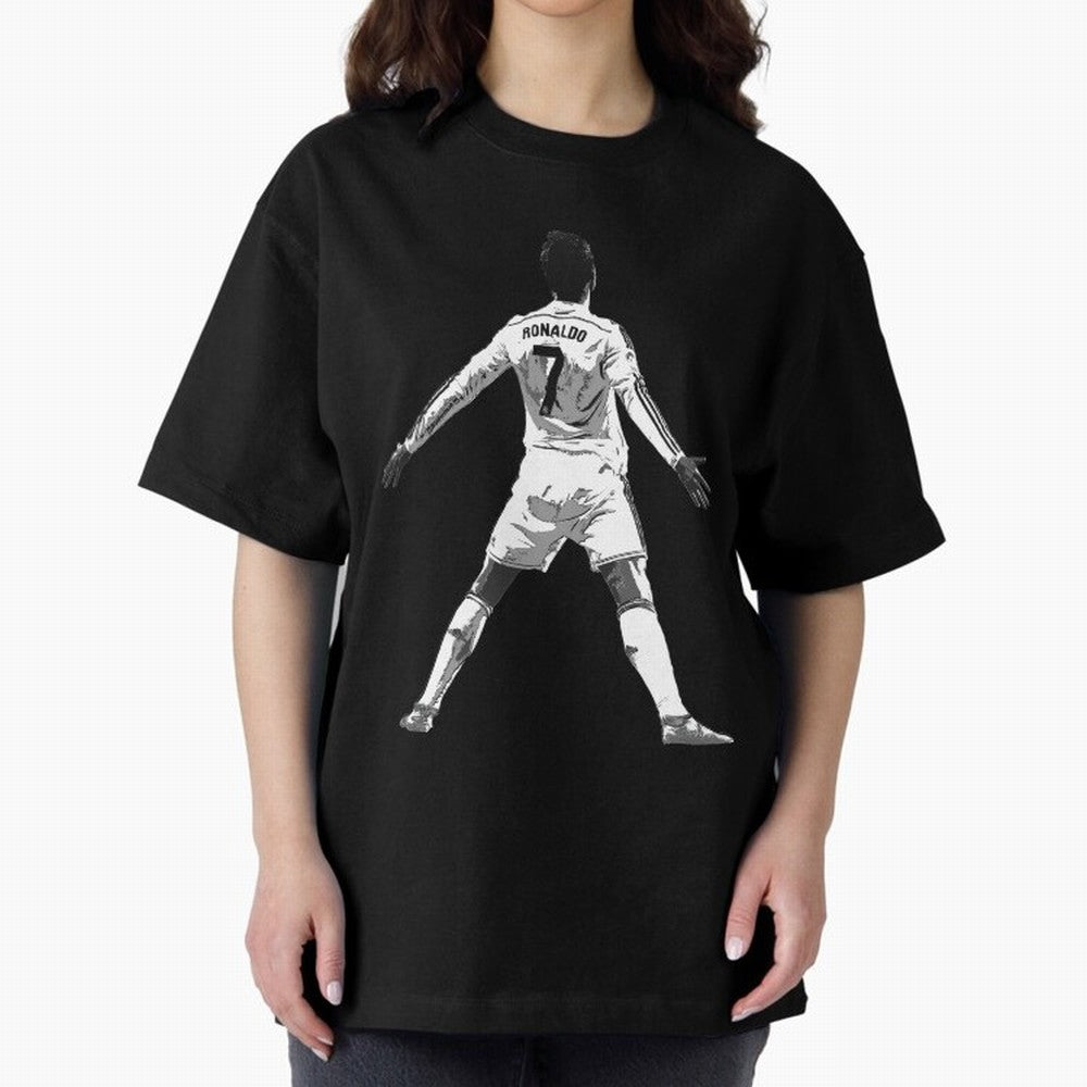 CR7 Cristiano Ronaldo Artwork - Pop Art Style Oversized T-Shirt Celebrate Global Passion for FIFA World Cup 2026 Built around CR7 and Messi, Spain Energy, Football Festival Excitement, Trophy Ambitions, Country Rivalries and Star Player Buzz; Ideal