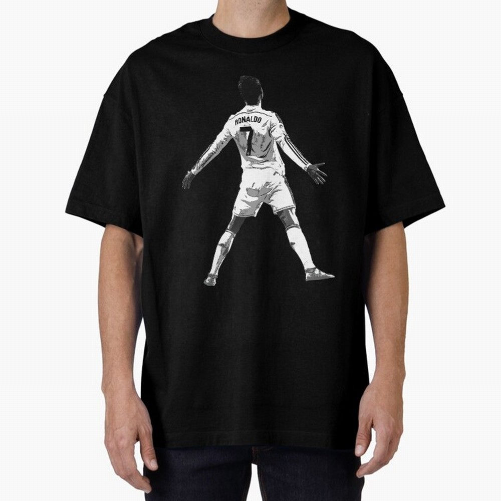 CR7 Cristiano Ronaldo Artwork - Pop Art Style Oversized T-Shirt Celebrate Global Passion for FIFA World Cup 2026 Built around CR7 and Messi, Spain Energy, Football Festival Excitement, Trophy Ambitions, Country Rivalries and Star Player Buzz; Ideal