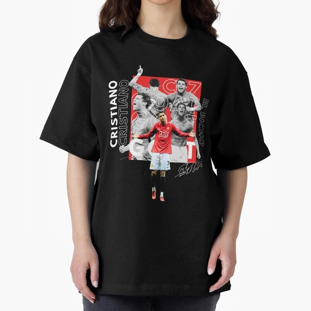 Cristiano Ronaldo CR7 Oversized T-Shirt Remember FIFA World Cup 2026 Group Stage for Fans of Messi and Cristiano Ronaldo and England, France and Netherlands, Bringing Retro Football Energy, Iconic Rivalries, Trophy Chase Drama and Stadium